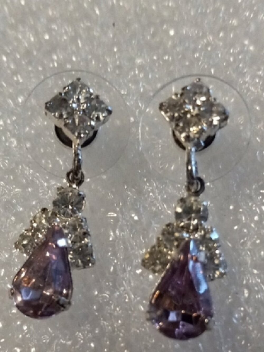 Elegant Silver and Purple Drop Earrings